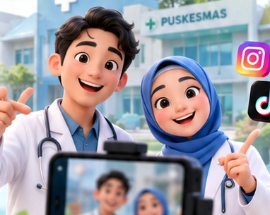 Ilustrasi tenaga kesehatan membuat video edukasi